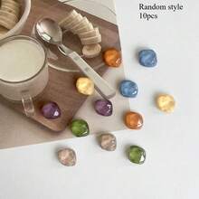 10pcs Asymmetrical Crystal Glass Fridge Magnets, Semi-Transparent Resin Refrigerator Magnets, Creative Decorative Magnetic Stickers For Fridge And Office - Multicolor - View 10