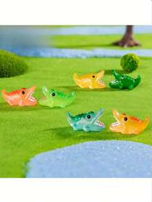 8/16/30/50pcs Glow-In-The-Dark Mini Resin Crocodile Models, Suitable For DIY Fairy Garden Micro Landscape Aquarium Plant Decor, Teenage Party Decoration (Random Colors) - Multicolor - View 2