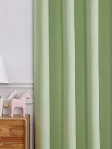 1pc Solid Color Polyester Curtain, Blackout Curtain To Darken Room During Power Outage, Heat Insulating Curtain For Kitchen, Dining Room, Living Room, Bedroom - Green - View 7
