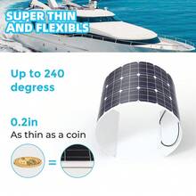 200W Semi-Flexible Solar Panel Monocrystalline 12V Battery Charger With MC4 Connectors – Lightweight Bendable Solar Panel For RV Boat Van Trailer Camper Roof Off-Grid System Outdoor Camping - 深灰色 - 查看 8