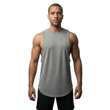 Abruptto Men's Oversized Longline Tank Top Workout Gym Bodybuilding Casual - Gris - Ver 4