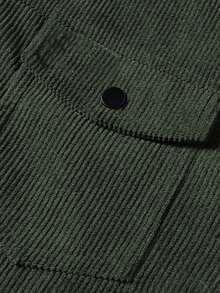 男士羊羔绒领夹克，灯芯绒棉质加厚外套，加厚工装，秋冬款 - 軍綠色 - 查看 4