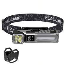 1 pezzo Faro a LED ricaricabile - Super luminoso con sensore infrarosso, ricarica Type-C, regolabile a 180°, design con magnete potente, adatto per campeggio, corsa, escursionismo, pesca notturna e caccia all'aperto - Multicolore - Visualizzare 12