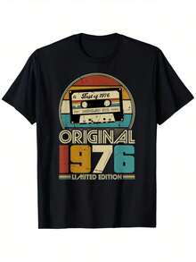 Cassette retro con texto Best of 1976 y colores vintage que evocan la música clásica de los setenta Camiseta de hombre 100% algodón edición limitada - Negro - Ver 1