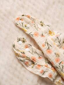 5pcs Baby Bibs, 100% Cotton Material, Ruffle Floral U-Shaped Burp Cloths, Soft & Breathable, Suitable For Newborns, Solid Color, Spring/Summer Baby Gift - Multicolor - View 6