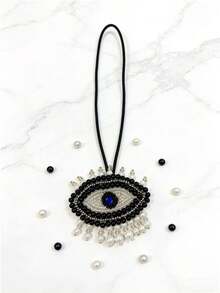 Handmade Beaded Evil Eye Car Hanging Ornament, Lucky Amulet Pendant, Bohemian Style Rearview Mirror Decor, Protective Home Decor Gift - Multicolor - View 6