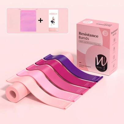 Set da 5 fasce di resistenza Ombre, fasce elastiche per allenamento di tutto il corpo, fasce di resistenza per tonificare cosce e glutei, per yoga a casa
