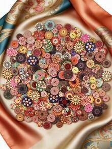 50 件 15 毫米和 20 毫米混色光滑复古木质纽扣，2 孔扁平木质纽扣，适用于 DIY 缝纫工艺品装饰或笔记本木制工艺品 - 彩色 - 查看 3