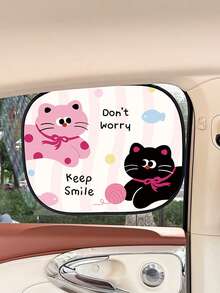 1pc Cartoon Cat Static Cling Sunshade, Adsorption Sunscreen Shade For Car Side Window - Sunshade - View 5