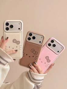 SANRIO 可爱卡通KT猫表情Hello KT猫蝴蝶结手机壳 - 兼容苹果17/17Air/17Pro/17Promax、16/16Plus/16Pro/16Promax、15/15Plus/15Pro/15Promax、14/14Plus/14Pro/14Promax、13/13Pro/13Promax、12/12Pro/12Promax、11/11Pro Max，防尘，流行充气仿皮防摔保护套 - 彩色 - 查看 2