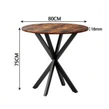 Tavolo da pranzo rotondo, stile industriale, con gambe a X, marrone e nero vintage, tavolo da cucina, ufficio domestico - Castano - Visualizzare 13