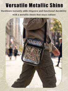 Minimalist Transparent Stadium Approved Shoulder Crossbody Bag To Hold Valuables For Fast Check Resisting Water Dirt During Outdoor Trip Lightweight PVC Tote Bag For Beach Vacationers And Students With Zipper Closure Ideal For Stadium Concerts Work Women Crossbody Women Shoulder Bags Women Top Handle Bags Travel Essentials School Supplies Travel Accessories - 彩色 - 查看 4