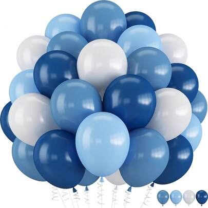 10-Inch Navy Blue And White Balloons, Suitable For Men's Birthday, Baby Shower, Wedding, Christening, Graduation Party Decorations