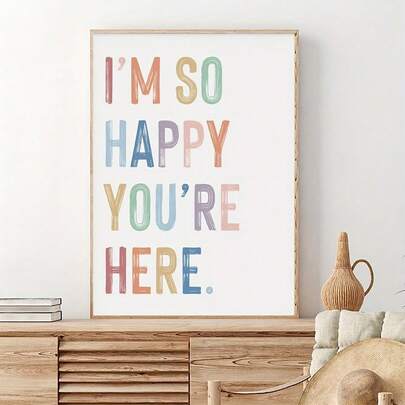 1 tranh canvas treo tường, tranh trang trí phòng trẻ em có khung - Rất vui vì bạn đã đến! Tranh áp phích lớp học, trang trí tường cho học sinh học tại nhà, hoàn hảo cho phòng chơi, phòng trẻ em và trang trí nhà cửa, trang trí phòng trẻ em, tranh nghệ thuật cho phòng bé trai, bộ tranh treo tường phong cách mộc mạc, tranh áp phích trang trí phòng trẻ em, tranh nghệ thuật động vật dễ thương cho phòng trẻ em, tranh áp phích phòng chơi, quà tặng cho trẻ sơ sinh, trang trí trường mầm non, trang trí lớp học.