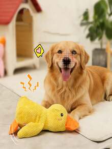 1pc Yellow Squeaky Duck Dog Toy - Soft & Durable, Interactive Squeaker, Suitable For Small/Medium Dogs | Ideal For Play/Training | Perfect Pet Gift For Valentine's Day - Yellow - View 4