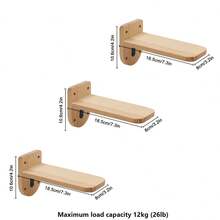 Wall-Mounted Cat Climbing Frame With Perch Set: Includes 1 Corner Cat Perch, 3 Cat Stepping Platforms; Sturdy Wall-Mounted Cat Tree For Cat Play & Climbing; Max Load 12kg (26lb) - Apricot - View 12