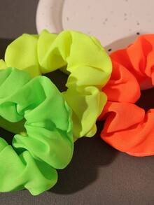 1 chiếc dây buộc tóc scrunchie màu neon sáng dành cho nữ - Nhiều màu - Xem 5