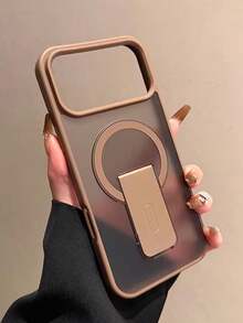 1pc Matte Texture Magnetic Charging Stand Phone Case Suitable Compatible With Iphone 17 Pro Max, Apple 16 Pro, Minimalist 16p, New 14, 15 Anti-Fall Protective Case, Unisex Smartphone Cover - Desert Gold - View 4