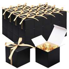 24个2x2x2英寸金色带盖礼品盒，迷你糖果盒，适用于马卡龙，适合婚礼、生日派对、圣诞节、DIY用品 - 黑色的 - 查看 9