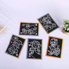 DIY Scratch Art Toy Set, Magic Painting Paper With Scratch Pen & Wooden Pencil, Creative Coloring Craft Kit, Fun Art Gift For Children - Color - View 6