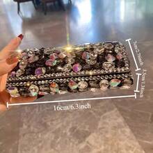 1pc Luxury Rhinestone Decorated Eyeglass Storage Box, Portable Pressure-Resistant Flip Cover Eyeglass Case, PU Leather Texture, Suitable For Students' Myopia Glasses, Reading Glasses, Fashion Glasses, Party Glasses Storage - Multicolor - View 13