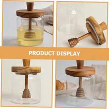 Honey Glassware Honey Jar With Lids And Wooden Dipper Clear Washable Honey Storage Container Glass Beehive Honey Pot For Home Wedding Party - 查看 10