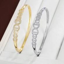 1pc Minimalist Round Chain Design Cubic Zirconia Inlaid Women Bracelet - Multicolor - View 8