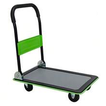 Flatbed Trolley, Platform Hand Truck With 150kg Load Capacity, 360-Degree Swivel Wheels, Foldable Trolley For Loading And Storage, Warehouse Yellow - 綠色 - 查看 9
