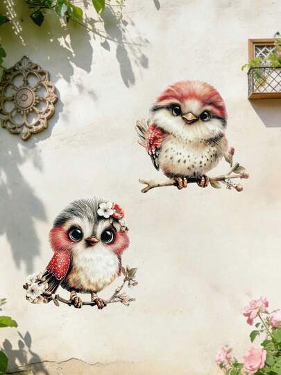 2 Chiếc Trang Trí Tường Hình Chim Dễ Thương Bằng Kim Loại Kích Thước Lớn – Tranh Treo Tường Bằng Kim Loại Với Họa Tiết Động Vật, Chim Đỏ Trắng Ngẫu Nhiên Trang Trí Tường Ngoài Trời, Vườn, Sân Hiên, Hàng Rào, Hiên Nhà, và Trang Trí Treo Tường Trong Nhà, Phòng Khách, Nhà Bếp