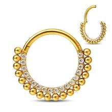 1件不锈钢鼻环，圆形铰链耳环，锆石耳软骨鼻中隔穿孔环，人体饰品 - 彩色 - 查看 3