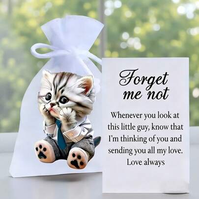 Tượng mèo con dễ thương Pocket Hug, tượng mèo 2D đáng yêu kèm thiệp chúc mừng và túi Osage, thông điệp ý nghĩa, quà tặng tình bạn, thích hợp trang trí nhà cửa, phòng ngủ, quà tặng ngày lễ, quà kỷ niệm, quà tốt nghiệp, quà Valentine.