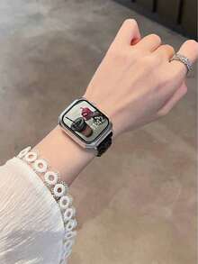 1条彩虹色亚克力表带,兼容44mm、45mm、46mm、Ultra、49mm、42mm、40mm、38mm、41mm的 Series 11、10、Ultra、9、8、SE、7、6、5、4、3、2、1,时尚纤薄透明替换表带,手镯式配件 - 粉色 - 查看 11