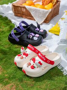 SANRIO 透气镂空凉鞋，防滑室内外拖鞋，时尚可爱卡通沙滩鞋，适合儿童和家长 - 紫色 - 查看 3