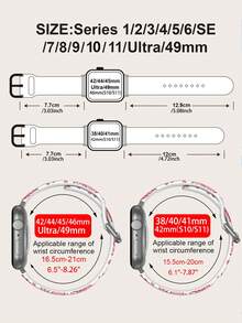 1条柔软弹性透气替换表带，粉色樱花图案，适用于三星、荣耀等智能手表，尺寸可选38mm、40mm、41mm、42mm、46mm、45mm、44mm、49mm；时尚休闲硅胶表带，适用于 Ultra SE/11/10/9/8/7/6/5/4/3/2/1 - 彩色 - 查看 6