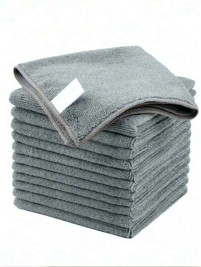 1/5/10/20pcs Microfiber Kitchen Towel Set, Gray Cleaning Cloth Set, Absorbent, Soft And Stain Removing, No Linting, Suitable For Cleaning Glasses, Stove Top, Pots, Pans, Bowls, Faucets, Bathroom, And Daily Life - Suitable For Car Interior Wiping, Car Cleaning Products, Car Upholstery.