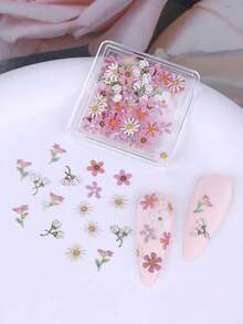 1盒3D可爱花朵春季美甲装饰Y2K蜜蜂雏菊玫瑰樱花花瓣混合设计木浆美甲饰品亮片DIY美甲装饰沙龙美甲用品 - 彩色 - 查看 9