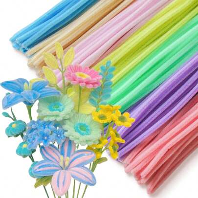 100/200/300 PCS Pipe Macaroon Cleaners Craft Supplies Multi-Color Chenille Stems For DIY Art Creative Crafts Party Decorations(12in) ﻿