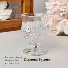 12/6/4/2pcs Diamond/Butterfly Pattern 40ML Stemmed Glass Cups, Transparent & Refractive, Elegant Mini One-Sip Teacups, Tall Stem Design Prevents Overfilling - Clear - View 9