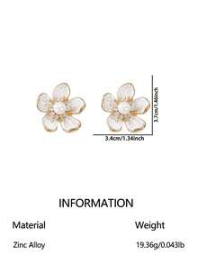 Cring Coco 2-Pack Women's Light Luxury Button Covers, Flower-Shaped Alloy Detachable Faux Pearl Shirt Cufflinks Decorative Buttons, Metal Texture Shirt Cuff Decorlips, Simple Versatile Suit Cuff Buttons, Exquisite Commuter Daily Wear Jewelry - White - View 14