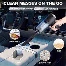 便携式车载吸尘器，超强吸力，无线充电手持吸尘器，完美适用于清洁家居、键盘、沙发等，1800mAh电池，车载配件 - 彩色 - 查看 13