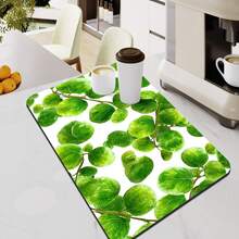 Leaf Printed Heat Resistant Cup Mat, Waterproof Non-Slip Rubber Bottom Coaster For Coffee Machine, Kitchen Counter, Quick Drying And Easy To Clean - Orange - View 15