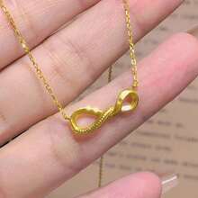 Dây chuyền mặt dây hình vòng Mobius, dây chuyền xương đòn tối giản cá nhân hóa, mẫu mới độc đáo đa năng dành cho nữ giới. - Vàng - Xem 5