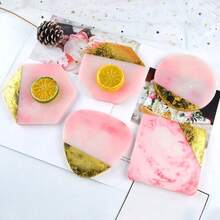 5 piezas de molde de silicona reutilizable para hacer posavasos de mármol DIY, molde de yeso con patrón geométrico nórdico para posavasos, artesanía de resina epoxi - Moldes-5 - Ver 1