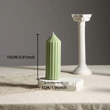 1pc Dopamine-Inspired Light Green Striped Cone Candle Pillar (Diameter 5cm/1.97in), Suitable For Meditation, Lighting, Ambiance Creation, Home Decor, Room Decor, Party, Holiday, Tabletop Display, Wedding, Birthday Gift, And Women's Gift - Pea Green Pointed Top - View 14