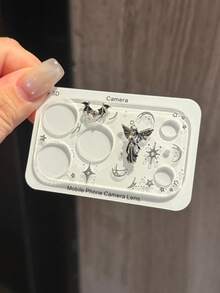 Punk Style Camera Lens Protector Case, Transparent Clear Lens Cover With DIY Stickers, Shock-Proof Anti-Scratch Camera Protective Cover, Dark Style - Virgin Mary's Wings - View 6