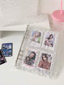 A5/A7/A8 Size, Wavy Pattern, Transparent, Removable Embossed Crystal Sticker Notebook, Inner Pages With Removable Sticker Notebook, Transparent Card Storage Box, Made Of Durable Acrylic Material Binder, Suitable For Notebook Covers, Planners, Card Storage, Sticker Books, Photo Albums And Other Stationery - Rectangle - View 5