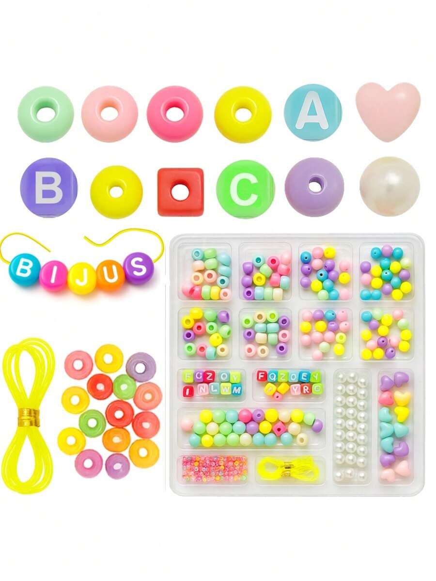 2 Kits Of Beads And Letters For Children And Thread For Necklace Bracelet - Nhiều màu - Xem 1