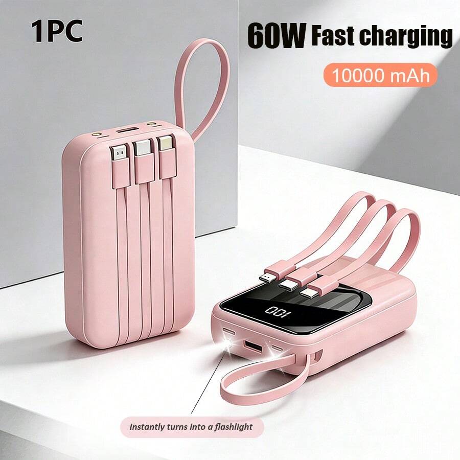 GAWFOLK 粉色 10000mAh 磁吸式无线充电宝，内置 3 根快充线及 LCD 显示屏 | 22.5W 便携式充电器，适用于 16/15/14/13 及安卓手机 | 时尚粉色，配有挂绳，是情人节礼物、旅行、徒步及日常通勤的完美之选 | 可靠的应急备用电源及便携式充电器（粉色充电宝），旅行必备好礼 - 彩色 - 查看 1