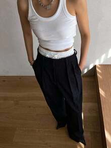 Solid Ribbed Knit Tank Top Y2k - White - View 6