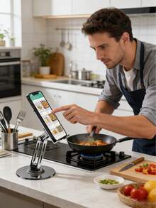 High-Grade Aluminum Alloy All-Metal Phone Stand, Three-Axis Rotatable And Foldable 360° Height-Adjustable Stand, Suitable For Handheld Operation In Scenarios Such As Live Streaming And Video Viewing. Universal, Convenient Phone Stand For Lazy Individuals. - Multicolor - View 3
